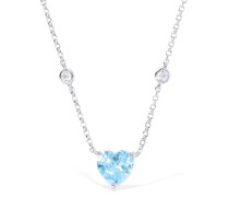 Verstellbare Halskette mit blauem Kristallherz