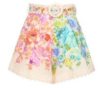 Hoch geschnittene Leinenshorts mit Druck „Raie“