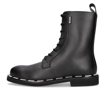 Logo faux leather combat boots