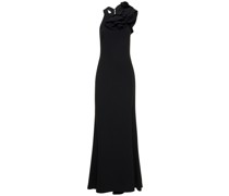 Langes Kleid aus Cady mit Rüschen