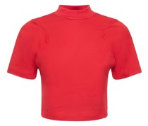 Cotton jersey crop t-shirt w/ logo