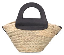 MINI TOTE AUS LEDER & RAFFIA 'CABAS'