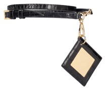 1.3cm leather belt w/ logo mirror