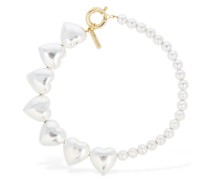 Half heart & half beads collar necklace