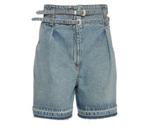 Jeans-Shorts mit hohem Bund und gelöstem Saum