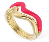 Zweifarbiger Emaille-Ring „Squiggle“