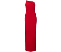 Asymmetric strapless wool crepe dress