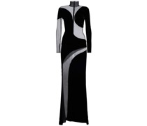 Abendkleid aus Samt und Tüll in Kontrastfarbe