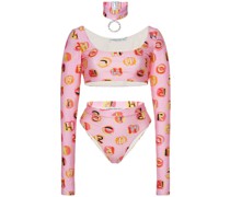 Bedruckter Bikini mit Halsband
