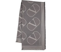 Schal aus Seide und Wolle mit V-Logo