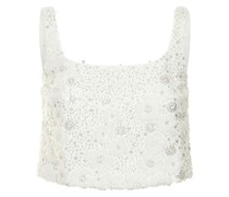 White beaded sequin cropped top
