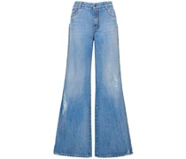Bestickte Jeans mit weitem Bein