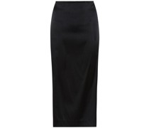 Stretch soft silk blend midi skirt