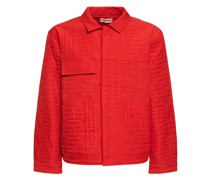 Quilted nylon trucker jacket