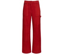 Rose suede flared pants