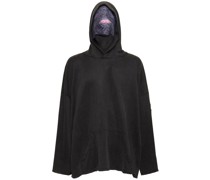 Animal trim oversize cotton blend hoodie