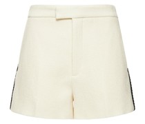 Wool blend tweed embroidered shorts