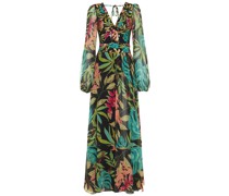 Maxikleid mit ausgeschnittenem Druck „Tropicalia“