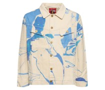 Bemalte Denimjacke mit Farbspritzern