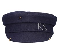 Baker-Boy-Kappe aus Denim mt Piercingdetails