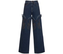 Gerade Jeans mit Cowboy-Stickerei