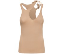 Ribbed jersey top w/ double straps