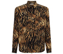 Tiger print crepe de chine shirt