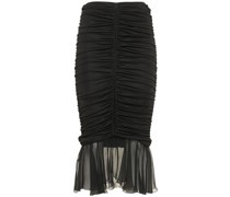 Drapierter Midirock aus Jersey und Chiffon