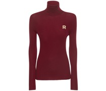 Mit Logo bestickter Rollkragenpullover aus Wolle