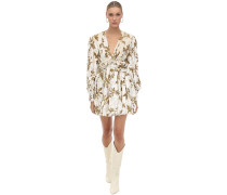 DRAPED VELVET JACQUARD MINIKLEID