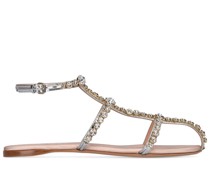 Flache Sandalen aus Leder und Satin „Maharani“