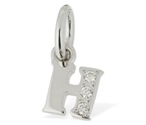18 KARAT WEISSGOLD-ANHÄNGER MIT DIAMANT „H“