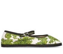 10mm hohe Mary Jane-Loafer „Green Rose Garden“