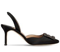 70mm hohe Pumps aus Spitze und Satin