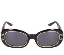 Oval acetate sunglasses w/laurel detail
