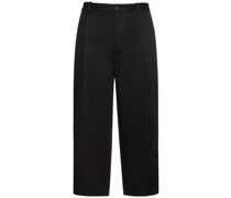 Cropped pleated cotton chino pants