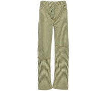 Striped denim cutline jeans