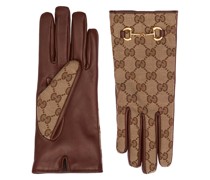 Handschuhe aus Leder und GG-Canvas mit Horsebit