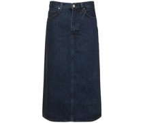 The Low slung cotton denim midi skirt