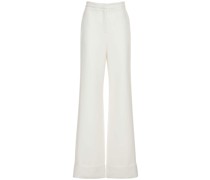 Cuffed crepe wide leg pants