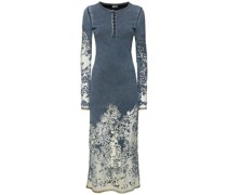 Langes Jersey-Kleid mit Netzeinsätzen „M-Anya“