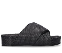 50mm hohe Plateauschuhe aus gewebtem Leder