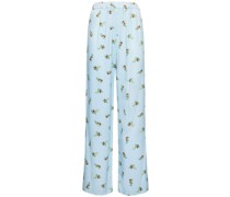 Gerade Hose aus Viskose mit Blütenmuster
