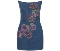 MINIKLEID AUS BAUMWOLLDENIM MIT VERZIERUNG