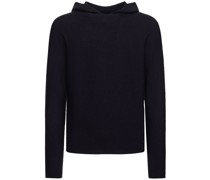 Wool blend knit hoodie