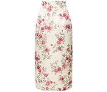 Printed duchesse high waist midi skirt