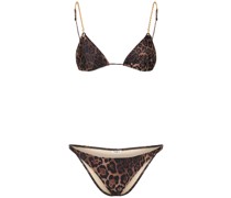 Dolores leopard print bikini set w/chain