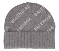 Logo printed cashmere knit beanie hat