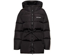 Belted nylon down jacket