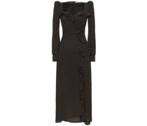 Polka dot silk georgette MIDIKLEID